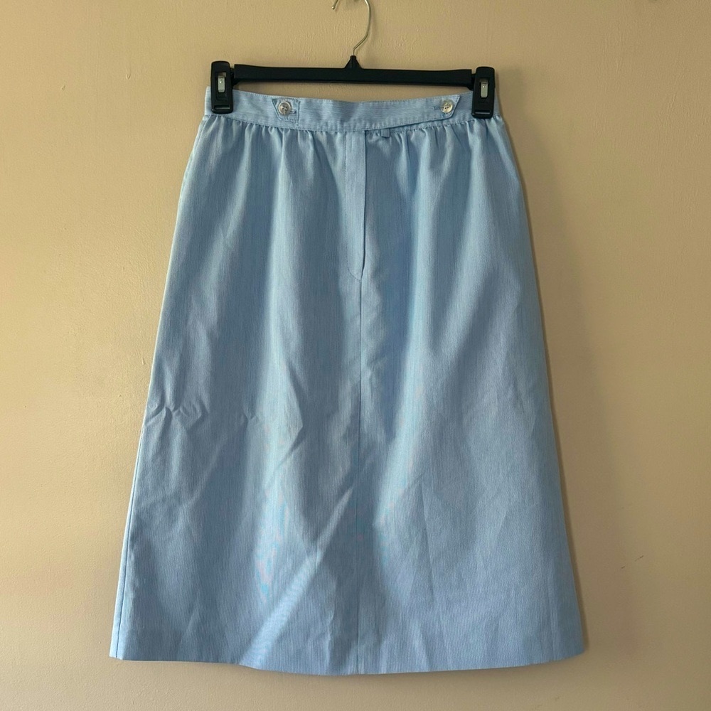 Inner Visions Skirt size 12 Midi Casual Front Button  Striped Cotton Blend